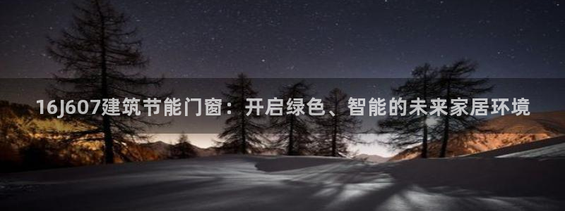 e尊国际平台：16J607建筑节能门窗：开启绿色、智能的未来家居环境